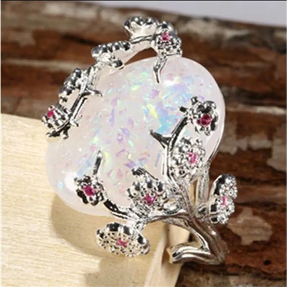 🧚‍♀️ Tree & Stone Faerie Ring ◇ Very Cool Costume Jewelry Ring - Picture 6 of 7